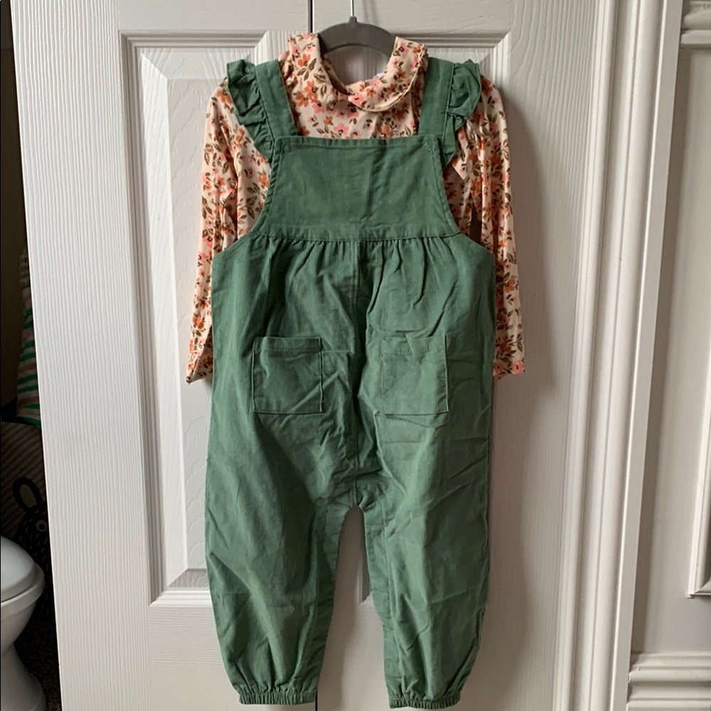 Preppy Ruffled Overalls and Floral Top